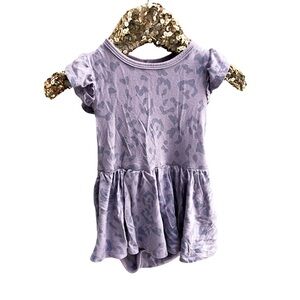 Kyte Baby 18M Twirl Bodysuit Dress in Taro Leopard